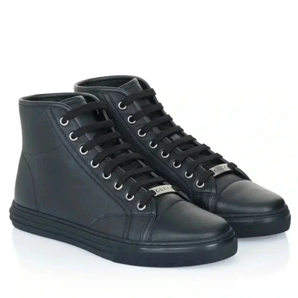 Gucci California Micro Black Leather High Top Size G6 US 6.5/7